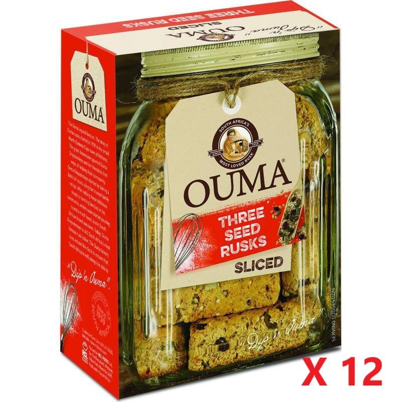 12 X Ouma Three Seed Sliced Rusks 450g - MataMata