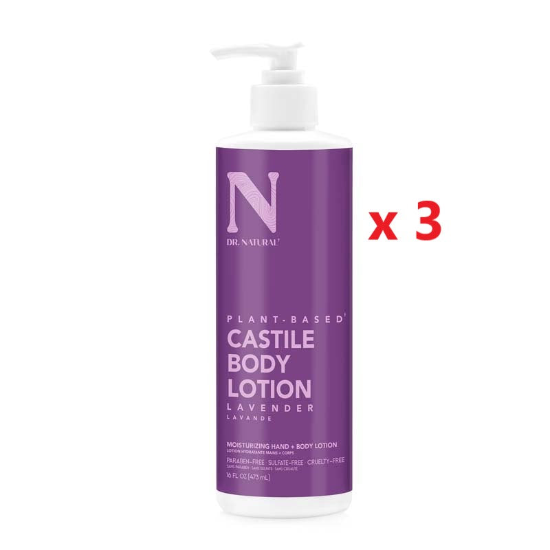 3 X Dr Natural Castile Body Lotion 473ml