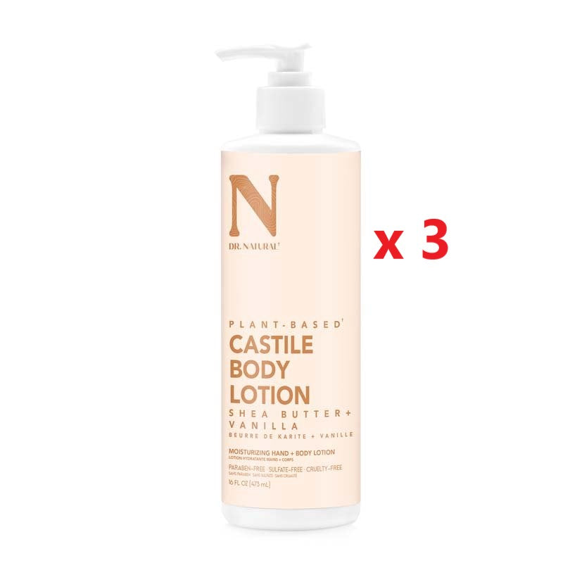 3 X Dr Natural Castile Body Lotion 473ml