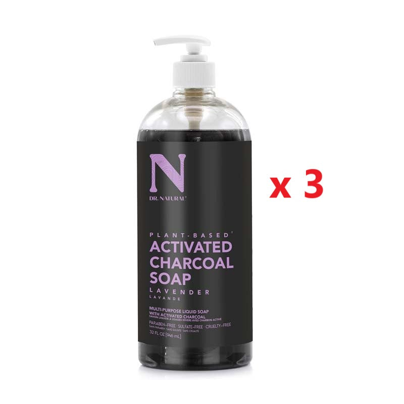 3 X Dr Natural Charcoal Liquid Soap 946ml