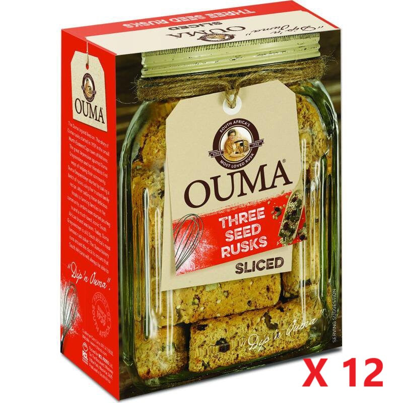 12 X Ouma Three Seed Sliced Rusks 450g