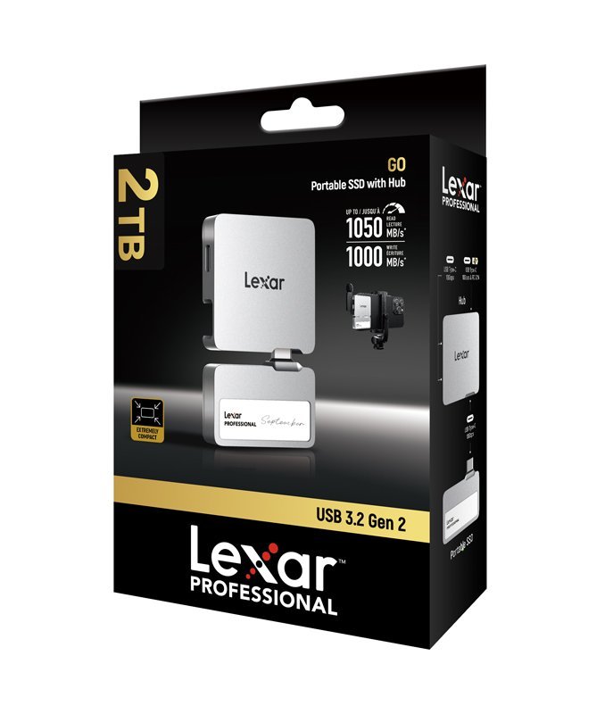 Lexar Professional GO SL400 Portable SSD With Hub, 2TB, Silver - MataMata