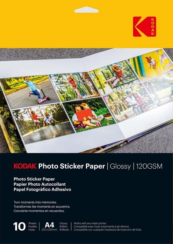 Kodak Photo Sticker Paper Glossy 120GSM A4 10 Sheets - MataMata