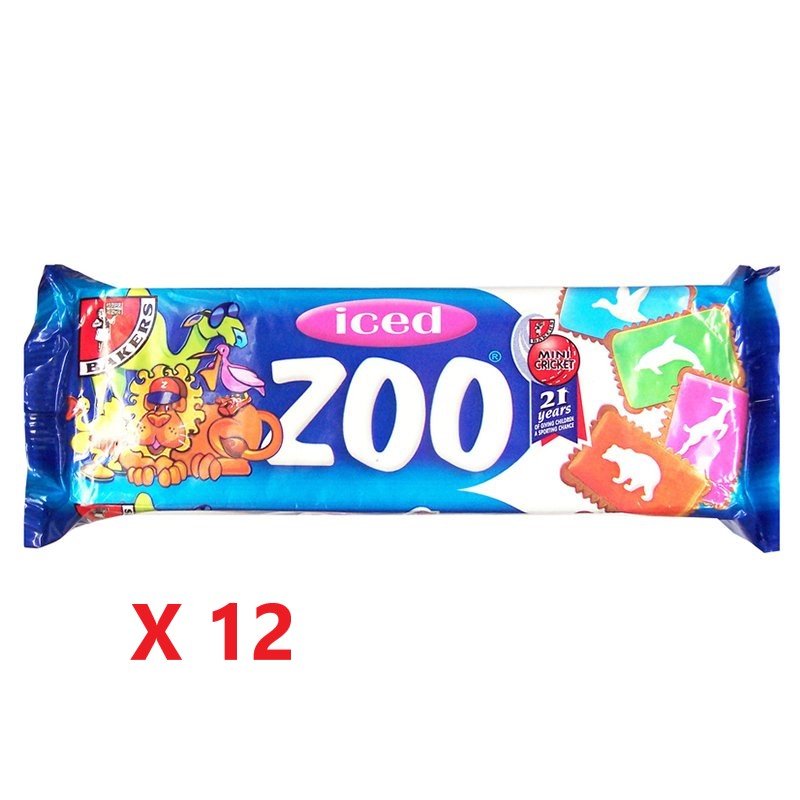 12 X Bakers Iced Zoo Iced Vanilla Flavoured Biscuits 150g - MataMata