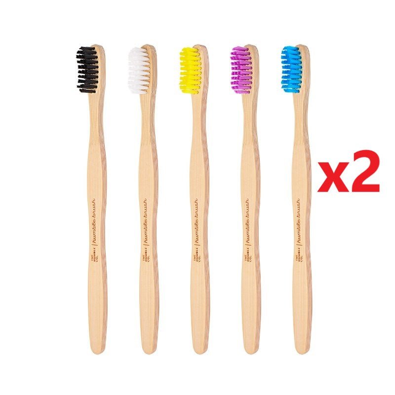 2 X The Humble Co. Bamboo Toothbrush - Medium 5 Pack - Assorted Colours - MataMata