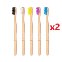 2 X The Humble Co. Bamboo Toothbrush - Medium 5 Pack - Assorted Colours - MataMata