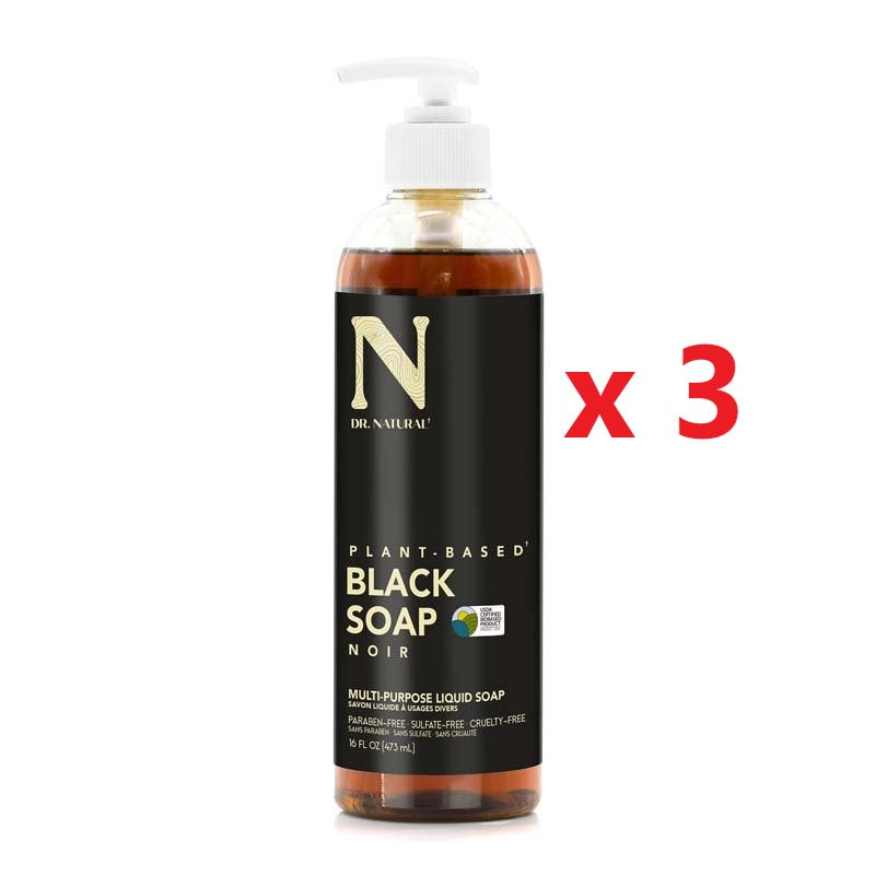 3 X Dr Natural Black Liquid Soap 473ml