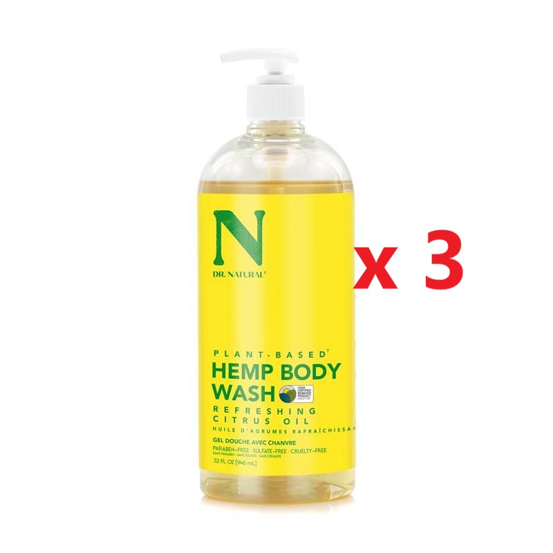 3 X Dr Natural Hemp Body Wash 946ml