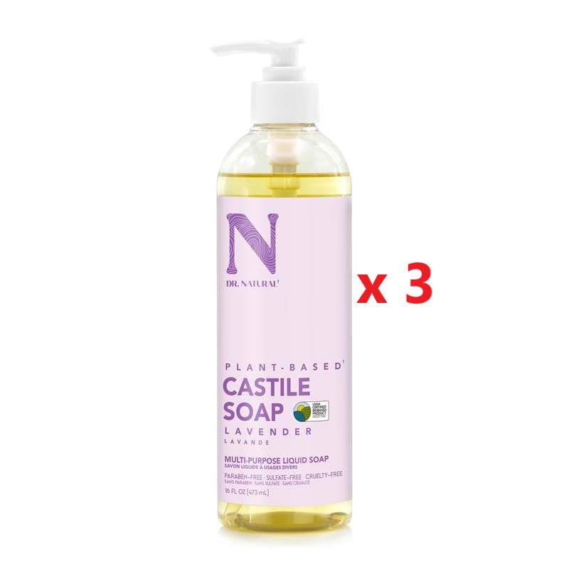 3 X Dr Natural Castile Liquid Soap 473ml - MataMata