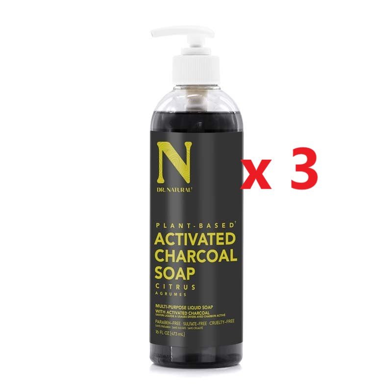 3 X Dr Natural Charcoal Liquid Soap 473ml - MataMata