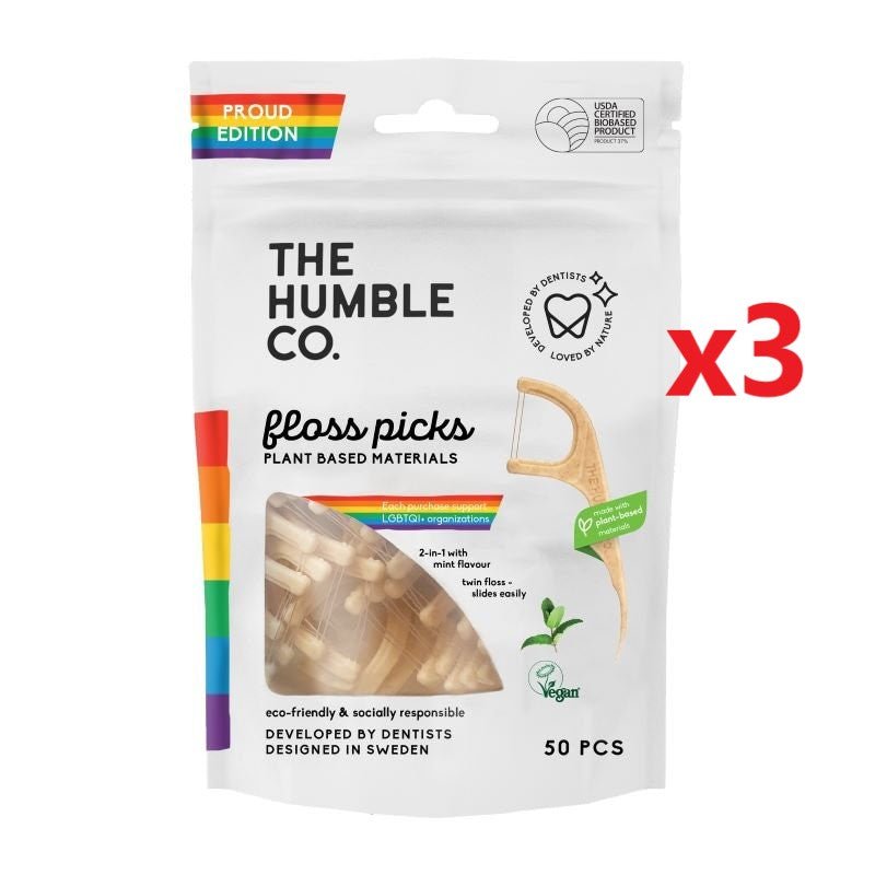 3 X The Humble Co. Plant - Based Floss Picks 50 Pack - MataMata
