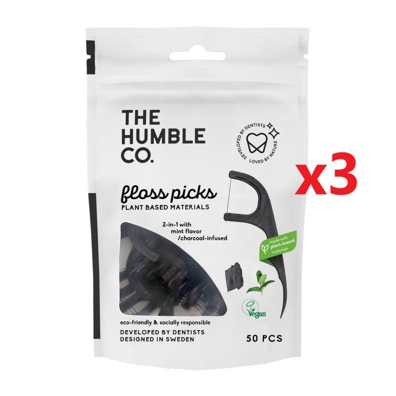3 X The Humble Co. Plant - Based Floss Picks 50 Pack - MataMata