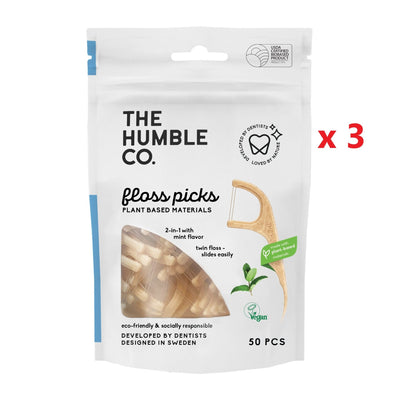 3 X The Humble Co. Plant - Based Floss Picks 50 Pack - MataMata
