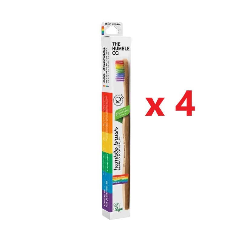 4 X The Humble Co. Bamboo Toothbrush - Medium - MataMata