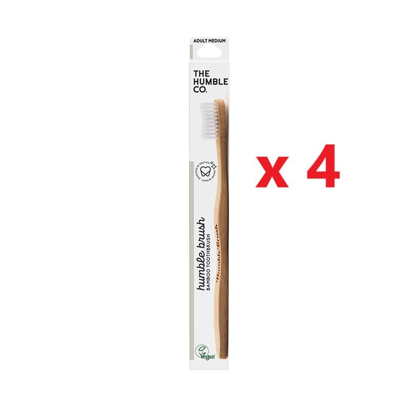 4 X The Humble Co. Bamboo Toothbrush - Medium - MataMata