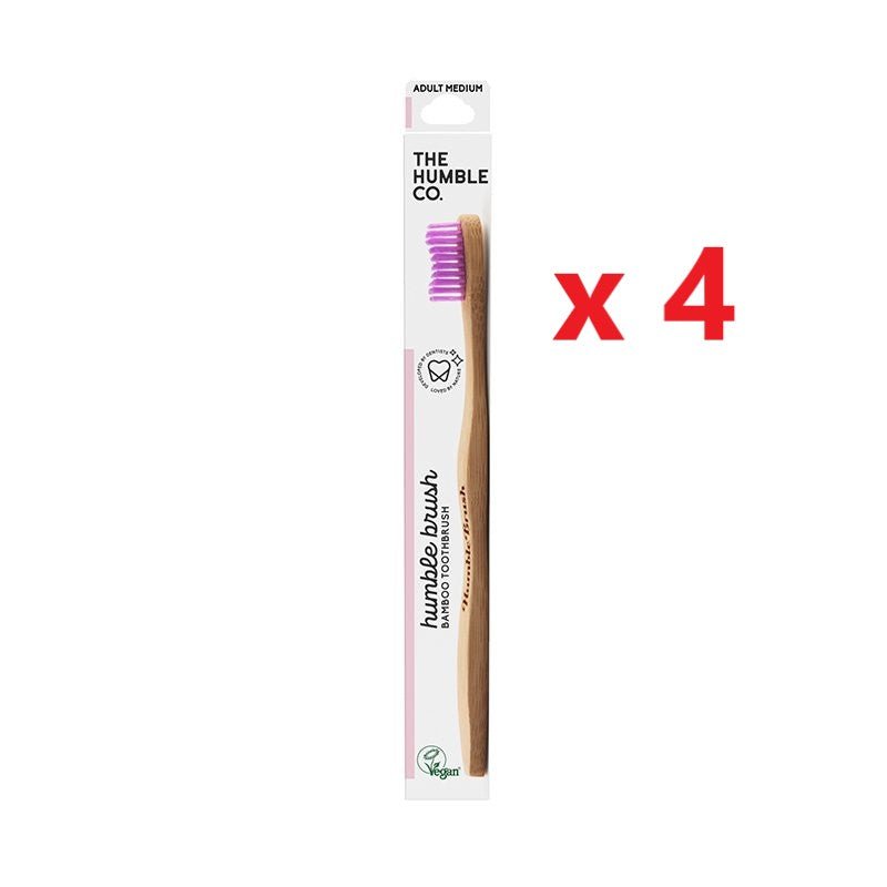 4 X The Humble Co. Bamboo Toothbrush - Medium - MataMata