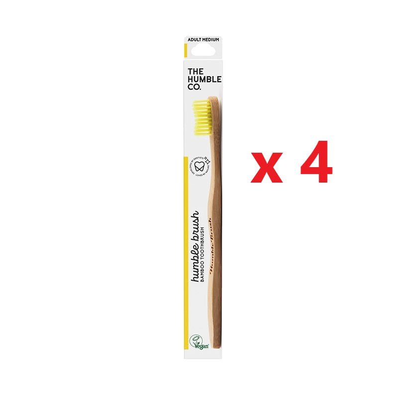 4 X The Humble Co. Bamboo Toothbrush - Medium - MataMata