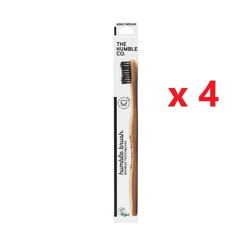 4 X The Humble Co. Bamboo Toothbrush - Medium - MataMata