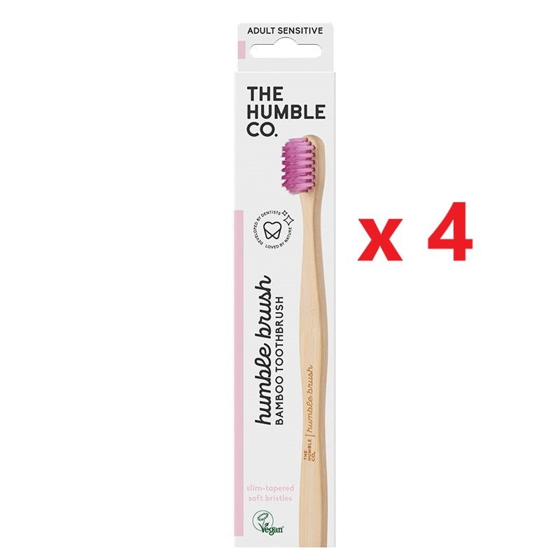 4 X The Humble Co. Bamboo Toothbrush - Sensitive - MataMata