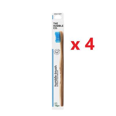4 X The Humble Co. Bamboo Toothbrush - Soft Assorted Colours - MataMata