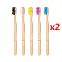 2 X The Humble Co. Bamboo Toothbrush - Medium 5 Pack - Assorted Colours