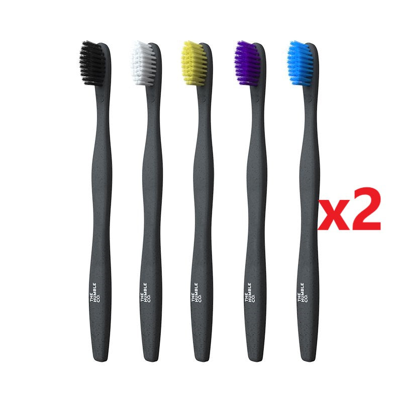 2 X The Humble Co. Bamboo Toothbrush  Sensitive 5 Pack - Assorted Colours