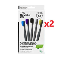 2 X The Humble Co. Bamboo Toothbrush  Sensitive 5 Pack - Assorted Colours