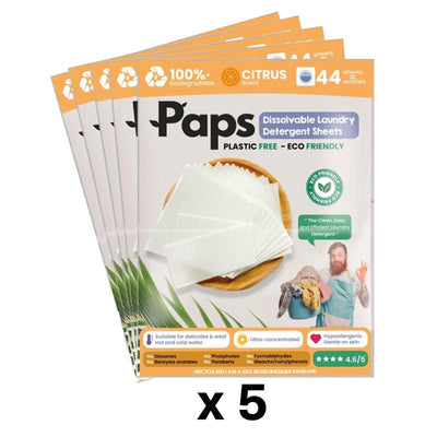 5x Paps Dissolvable Laundry Detergent Sheets Scent: Citrus - MataMata