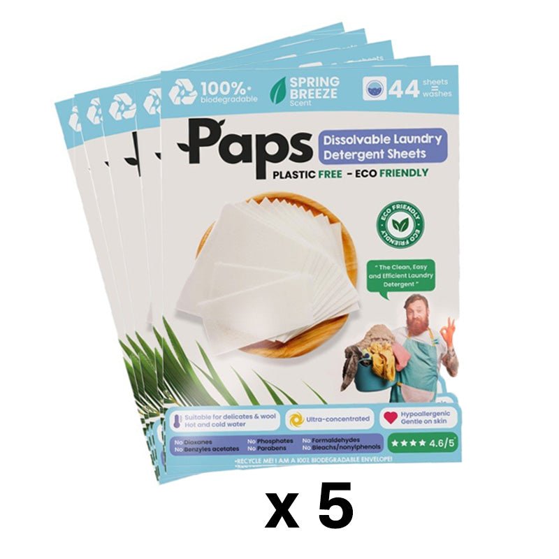 5x Paps Dissolvable Laundry Detergent Sheets Scent: Spring Breeze - MataMata