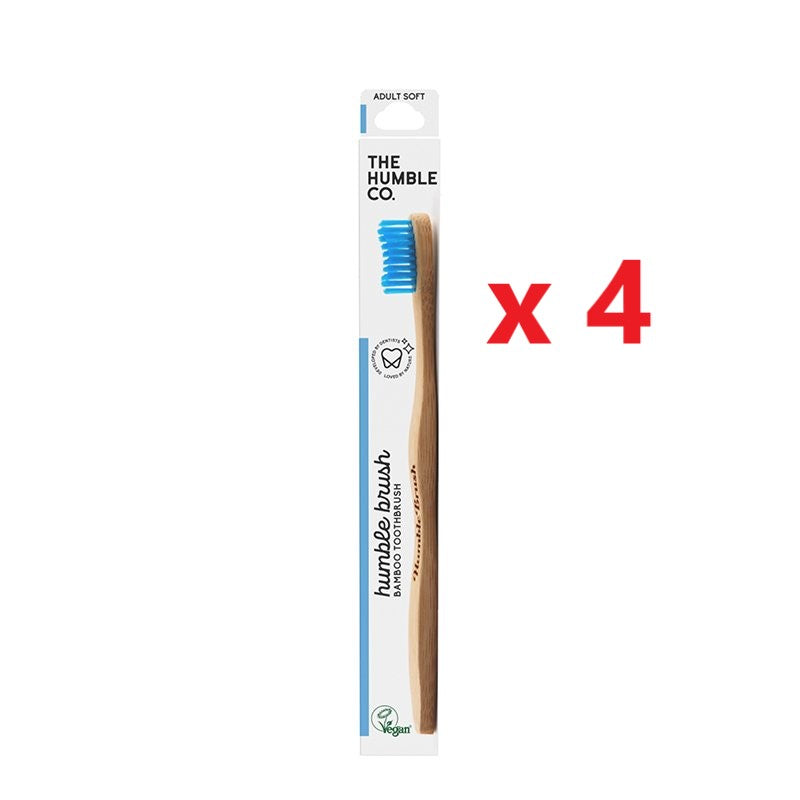4 X The Humble Co. Bamboo Toothbrush - Soft Assorted Colours