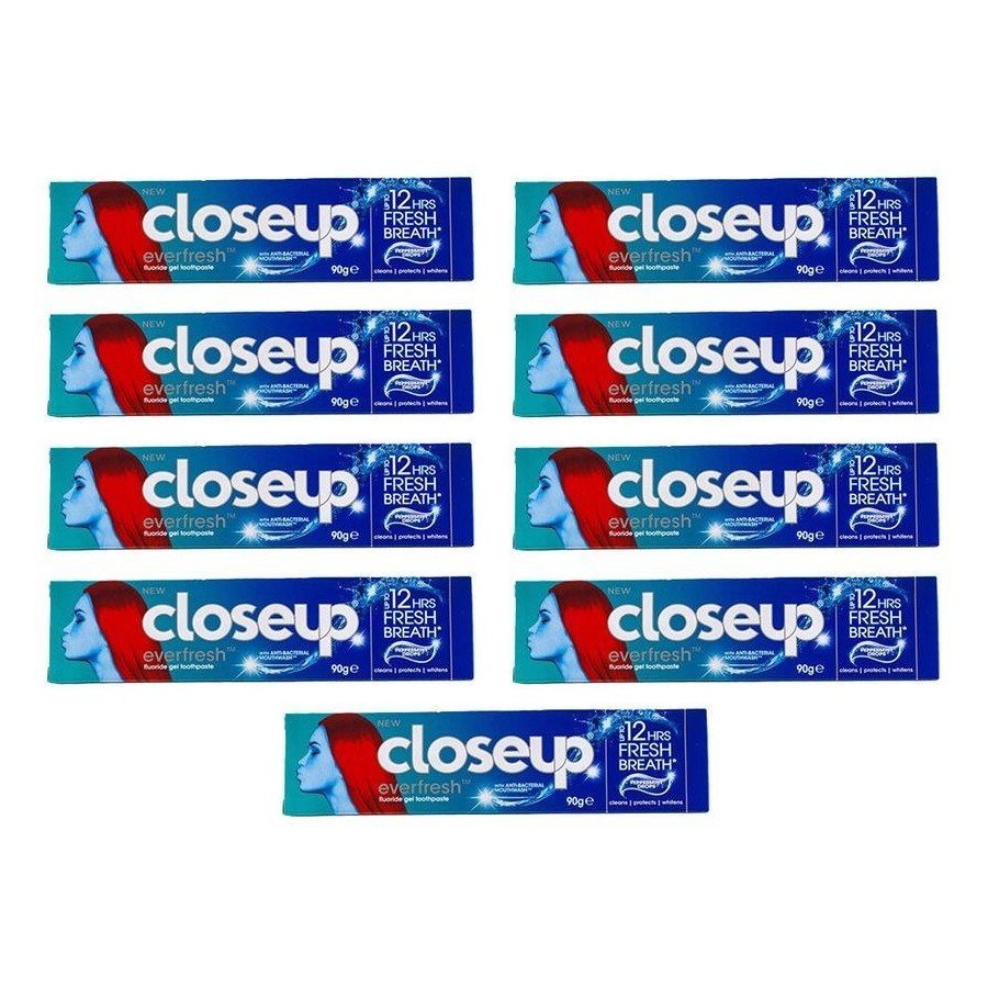 [9 Pack] Closeup Everfresh Fluoride Gel Toothpaste 90g – 12 Hour Fresh Breath with Peppermint Drops - MataMata