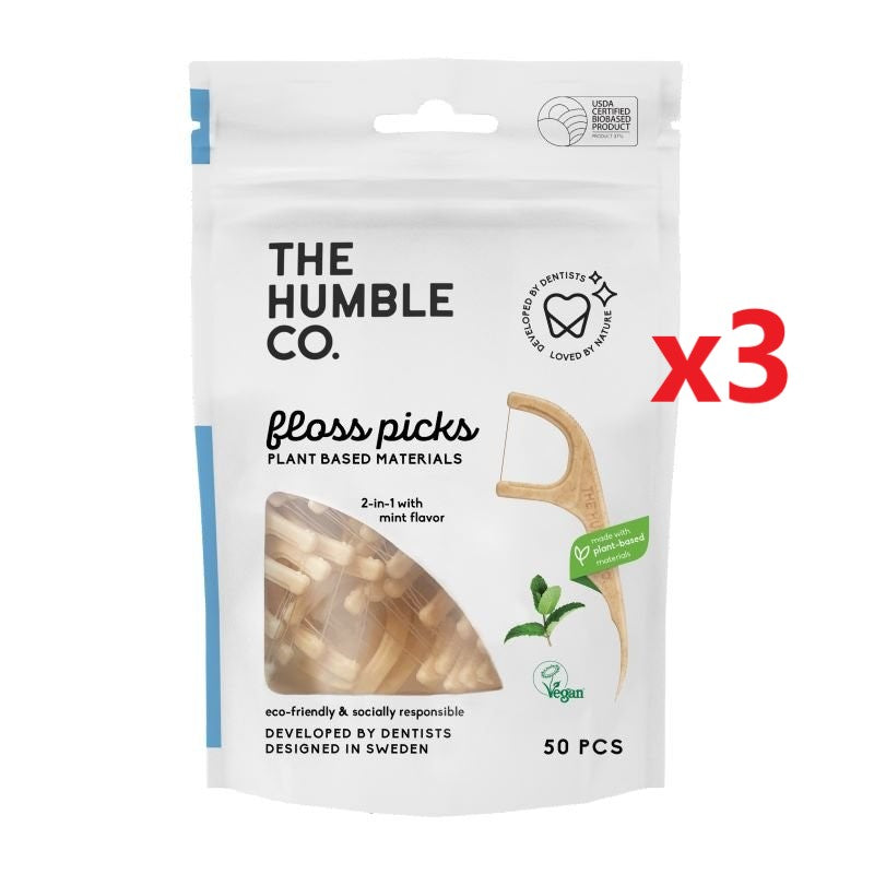 3 X The Humble Co. Plant-Based Floss Picks 50 Pack