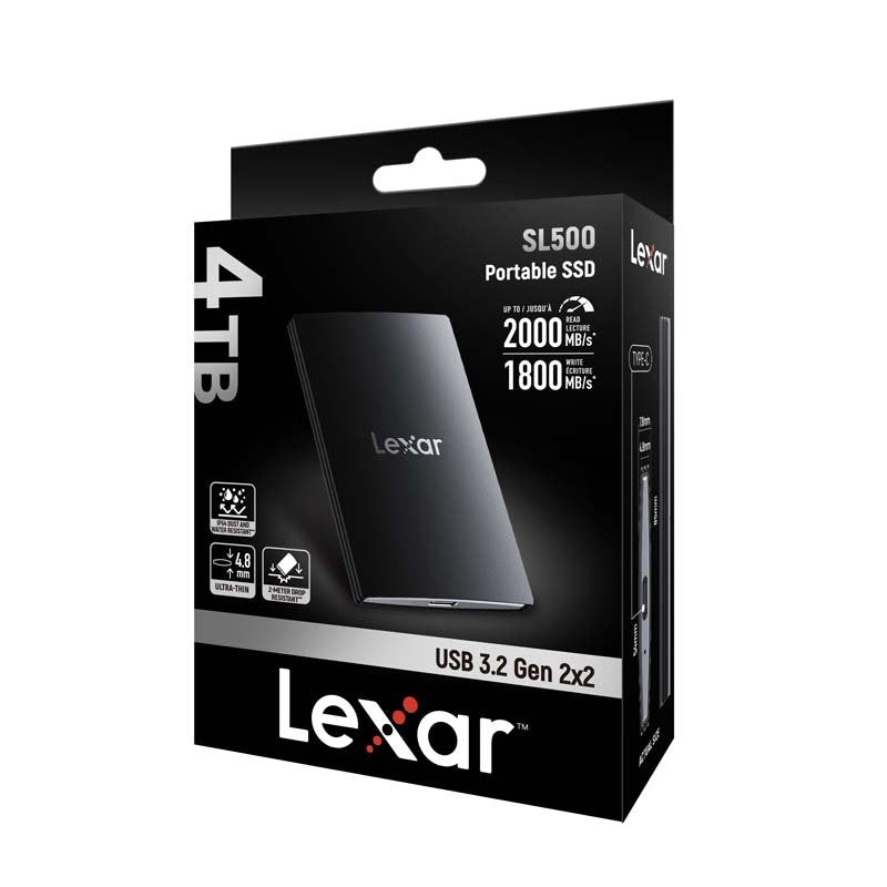 Lexar SL500 Portable SSD Up to 2000MB/s Read and 1800MB/s Write, 4TB, Black