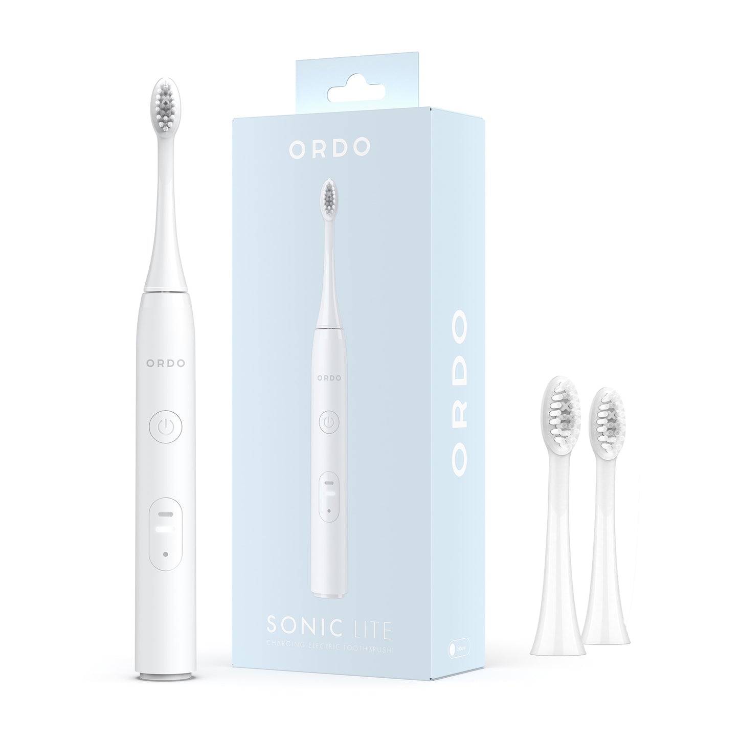 Ordo Sonic Lite Toothbrush & 2x Brush Head Bundle - Snow