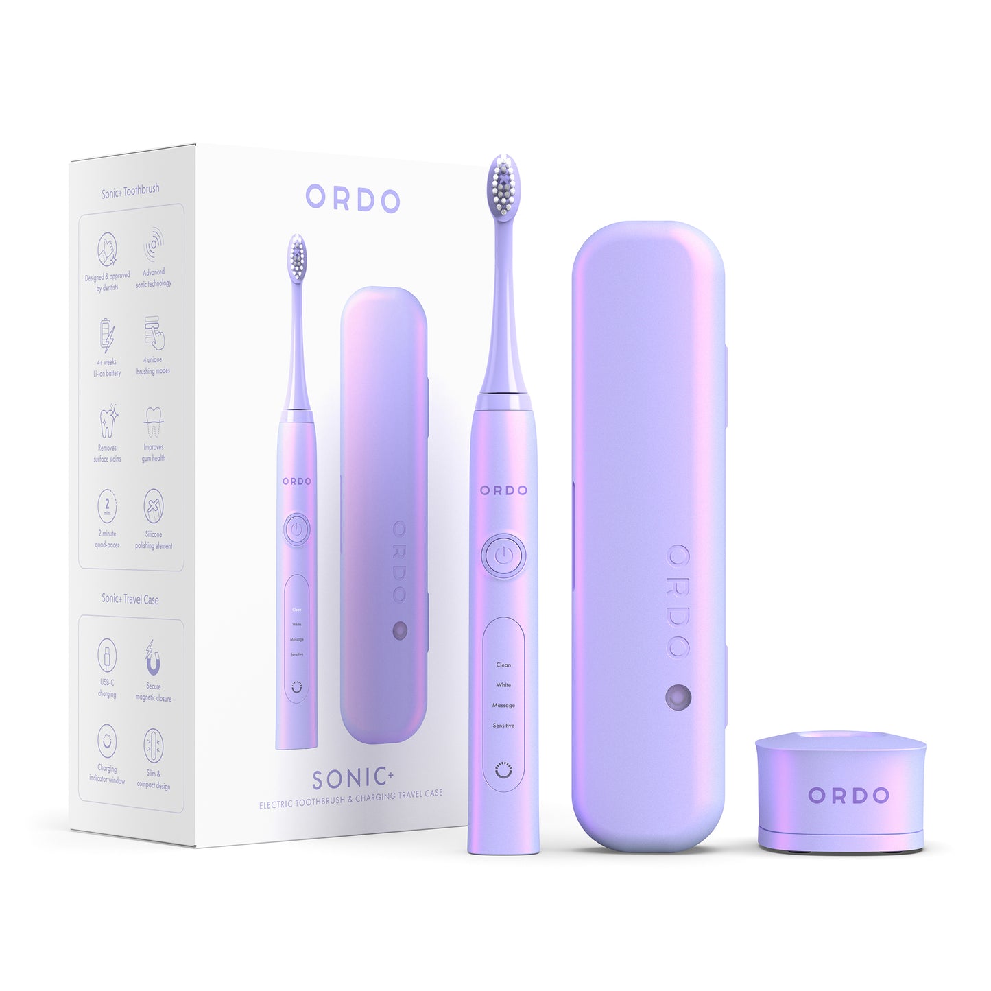 Ordo Sonic+ Toothbrush & Charging Travel Case - Pearl Violet