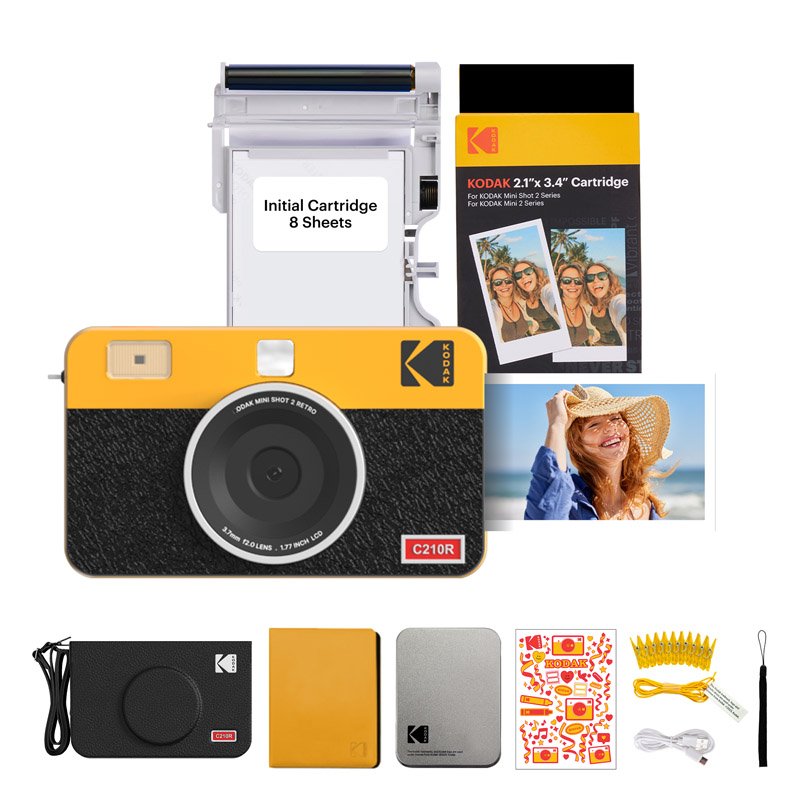 Kodak Instant Camera Mini Shot 2 Retro Cartridge + Accessories Bundle