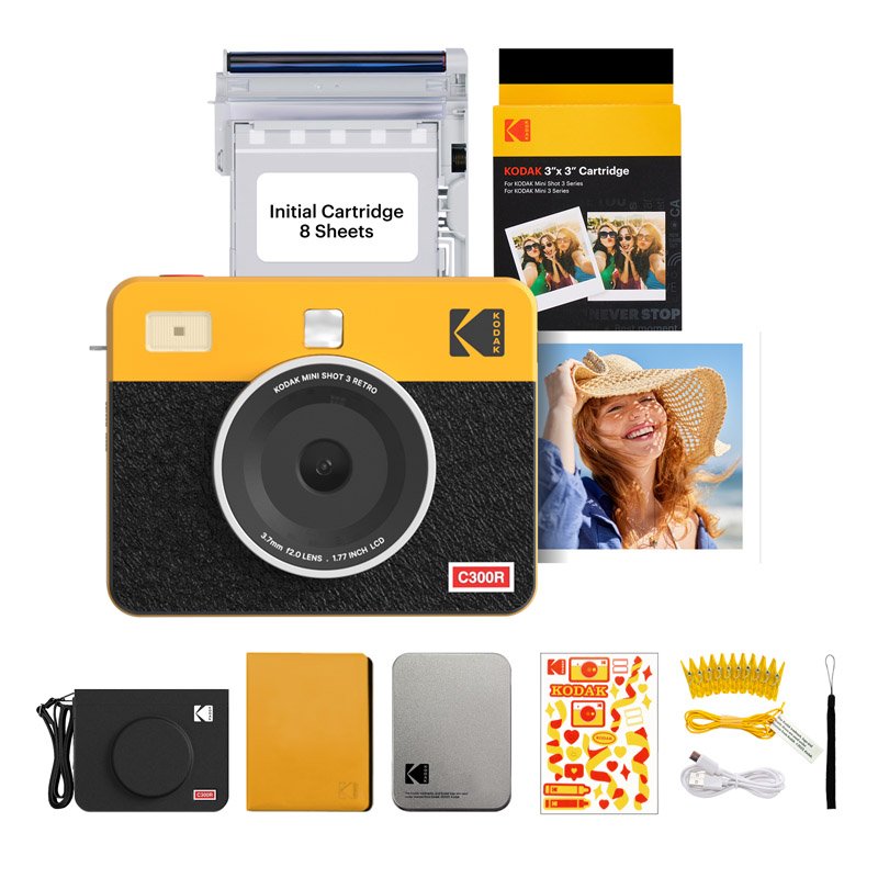Kodak Instant Camera Mini Shot 3 Retro Cartridge + Accessories Bundle