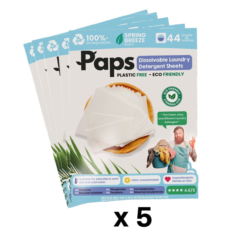 5x Paps Dissolvable Laundry Detergent Sheets Scent: Spring Breeze
