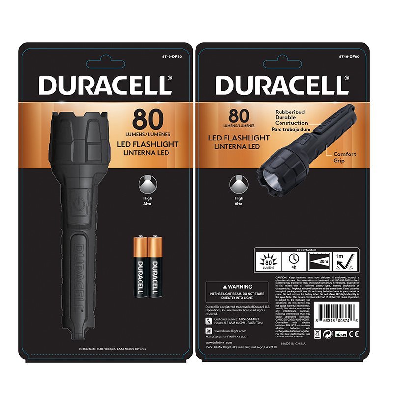Duracell 80 Lumen Rubber LED Flashlight - MataMata