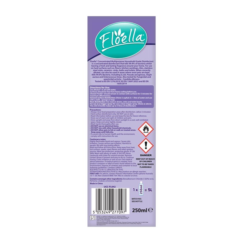 Floella Concentrated Disinfectant 250ml Scent: Lavender Hills - MataMata