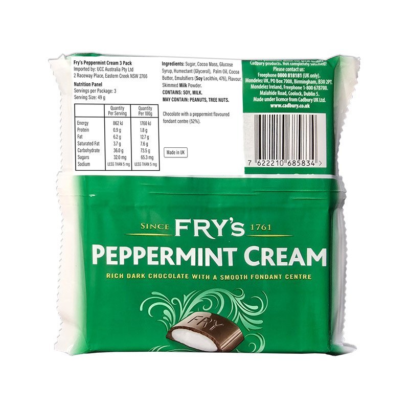 Fry’s Peppermint Cream – 3 Pack (147g) [Pack of 16] - MataMata