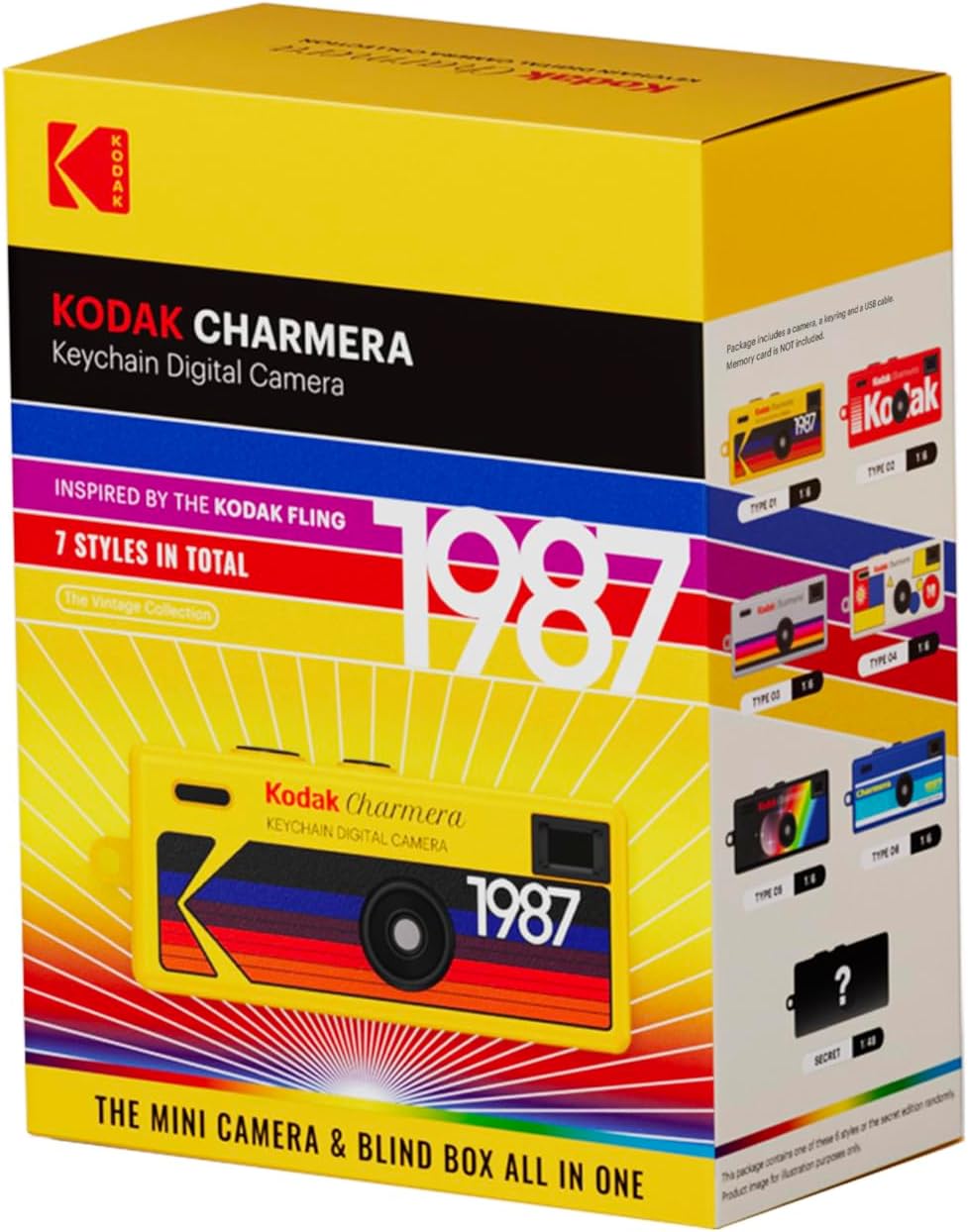 Kodak CHARMERA Keychain Mini Digital Camera Collectable Blind Box Single Box - MataMata