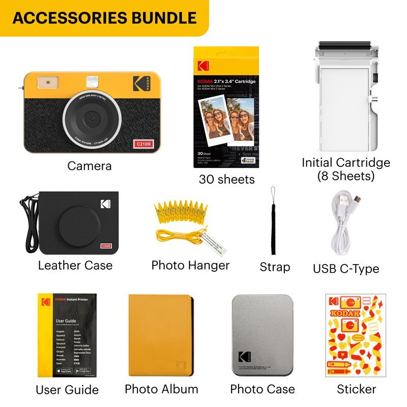 Kodak Instant Camera Mini Shot 2 Retro Cartridge + Accessories Bundle - MataMata
