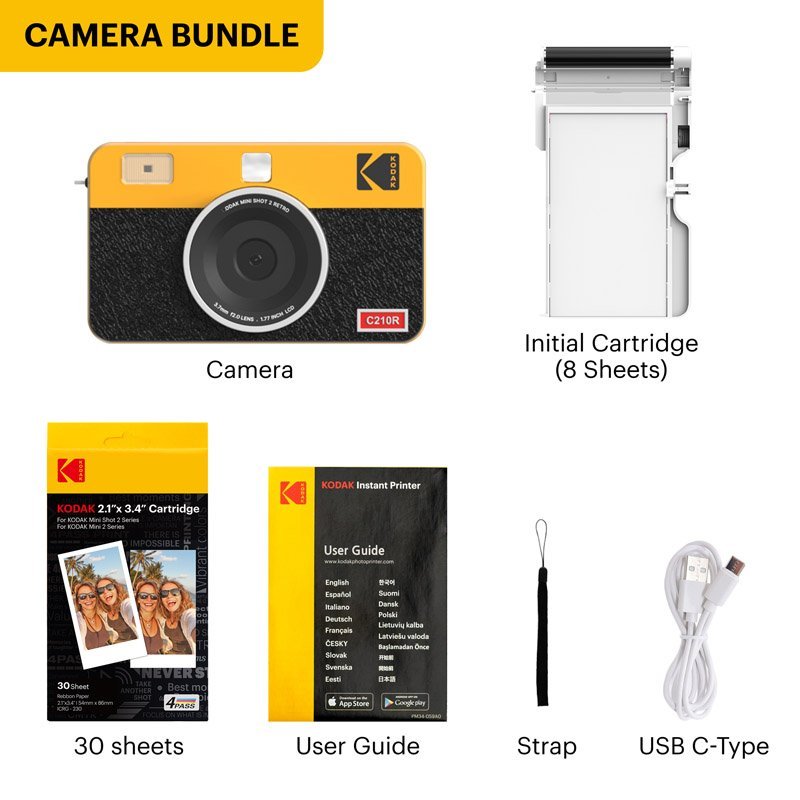 Kodak Instant Camera Mini Shot 2 Retro Cartridge Bundle - MataMata