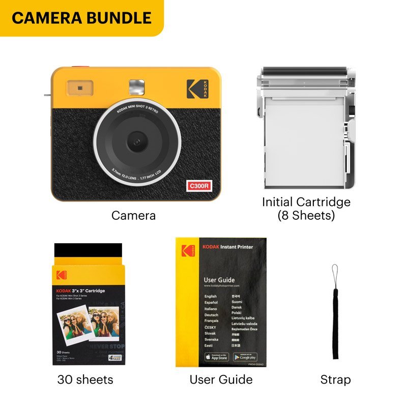 Kodak Instant Camera Mini Shot 3 Retro Cartridge Bundle - MataMata