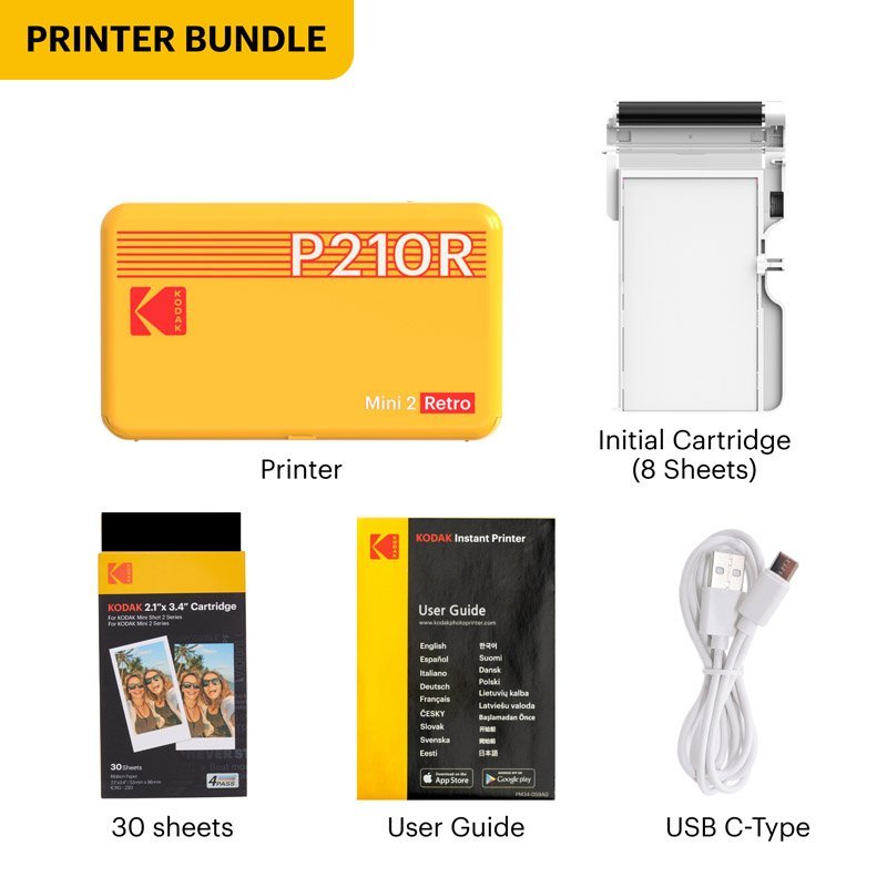 Kodak Instant Printer Mini 2 Retro Cartridge Bundle - MataMata