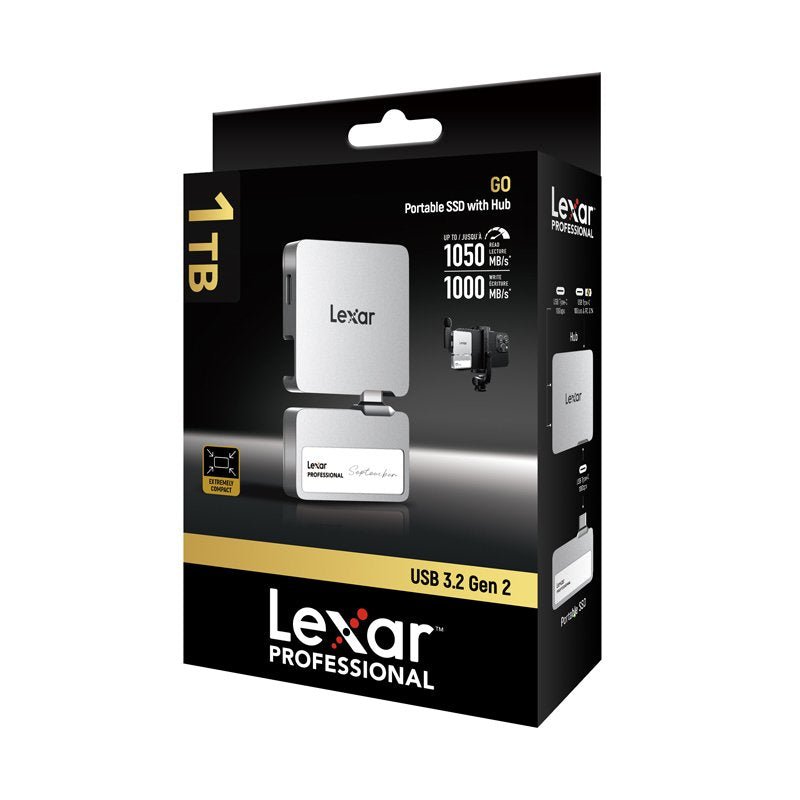 Lexar Professional GO SL400 Portable SSD With Hub, 1TB, Silver - MataMata