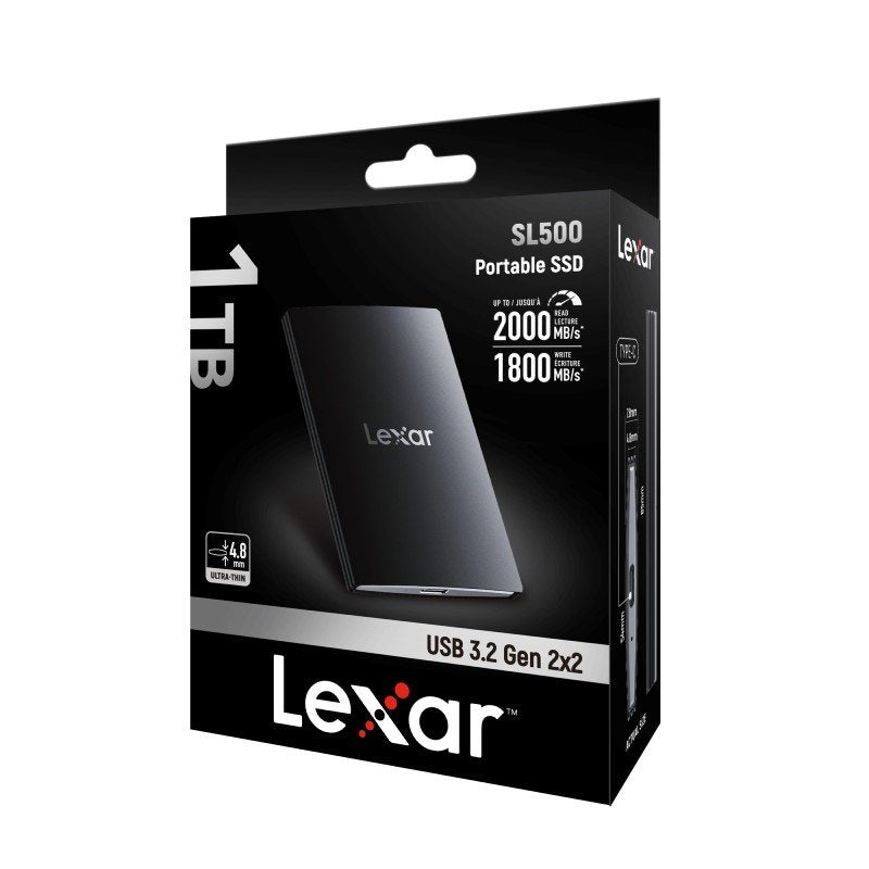Lexar SL500 Portable SSD Up to 2000MB/s Read and 1800MB/s Write, 1TB, Black - MataMata