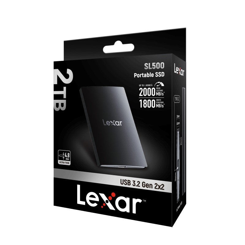 Lexar SL500 Portable SSD Up to 2000MB/s Read and 1800MB/s Write, 2TB, Black - MataMata