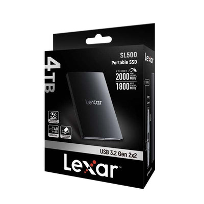 Lexar SL500 Portable SSD Up to 2000MB/s Read and 1800MB/s Write, 4TB, Black - MataMata